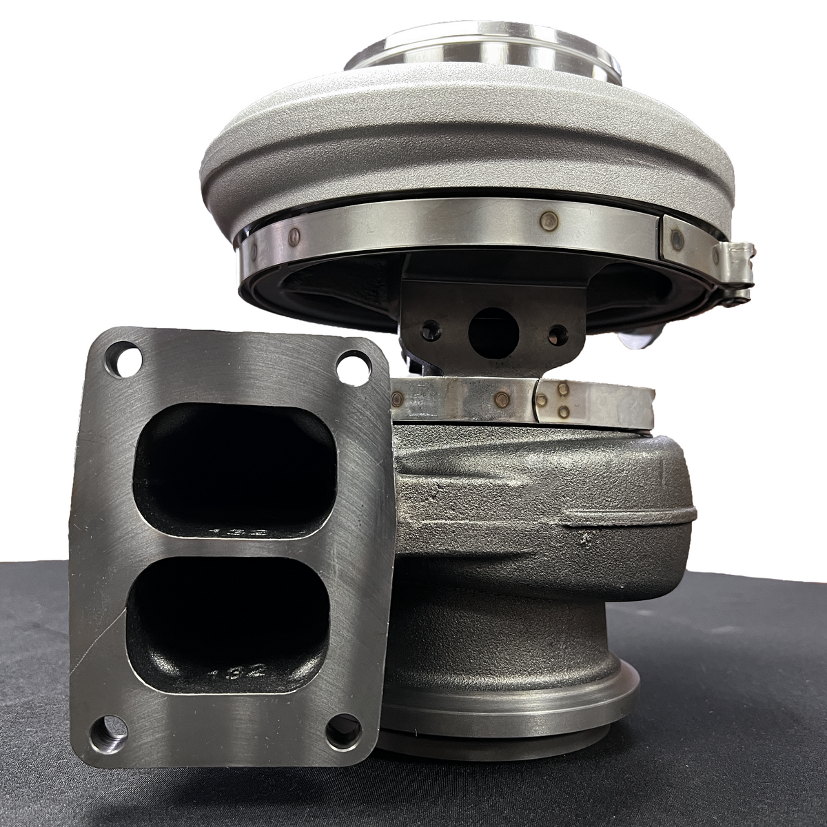 Turbocharger on a gray background