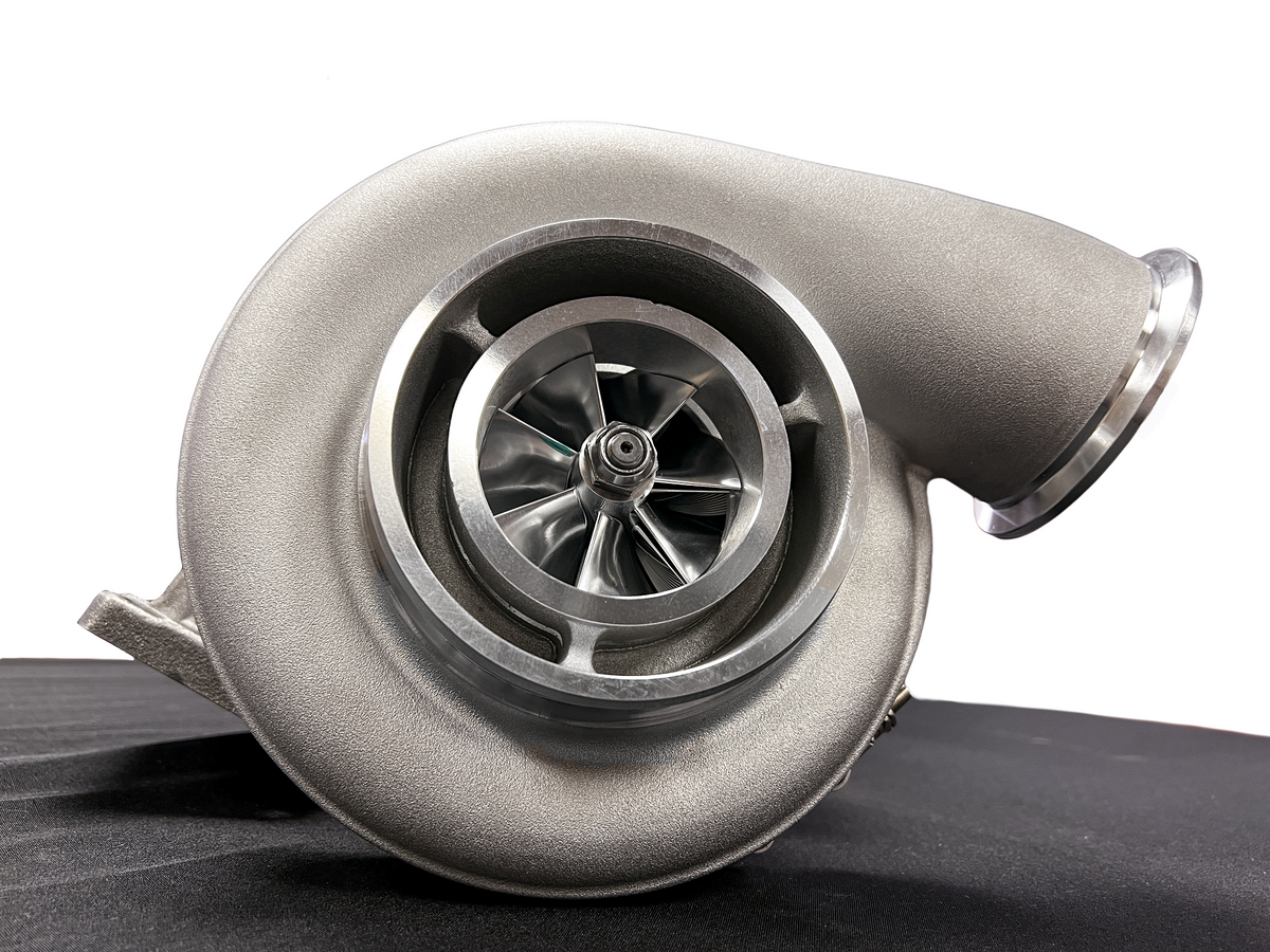 Turbocharger on a black and white background