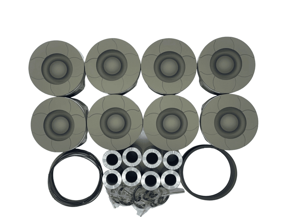 6.0L Powerstroke Diesel Mahle Piston Kit Fly Cut - Ceramic Coated