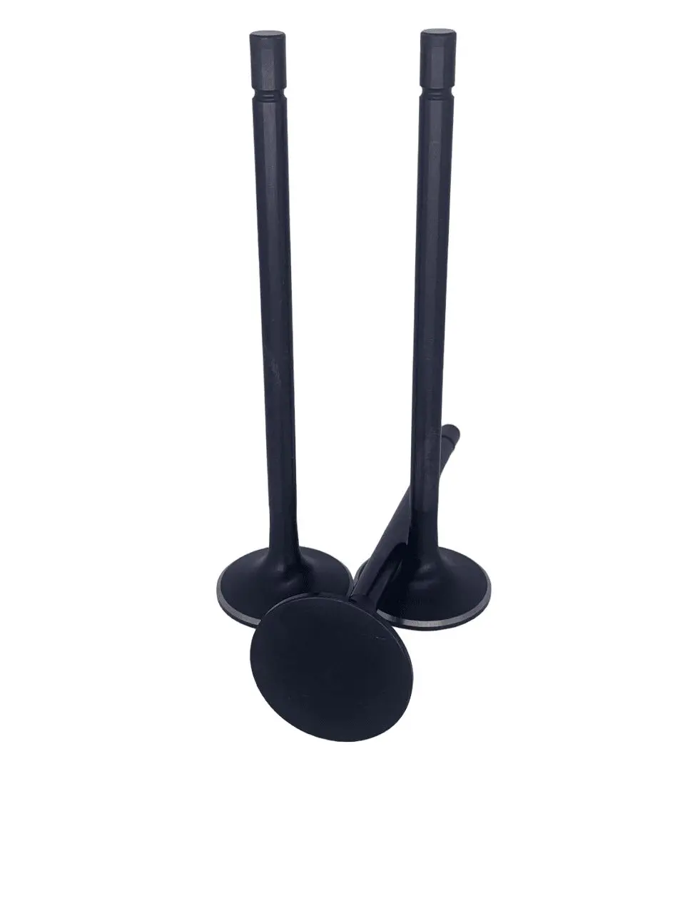 Three black automotive engine valves