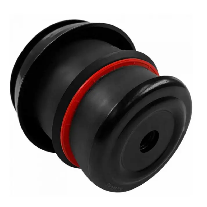 Black cylindrical rubber bushing with red accent ring.