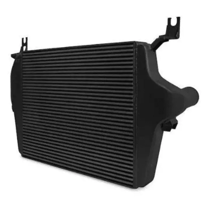 Black front-mount intercooler with side inlet