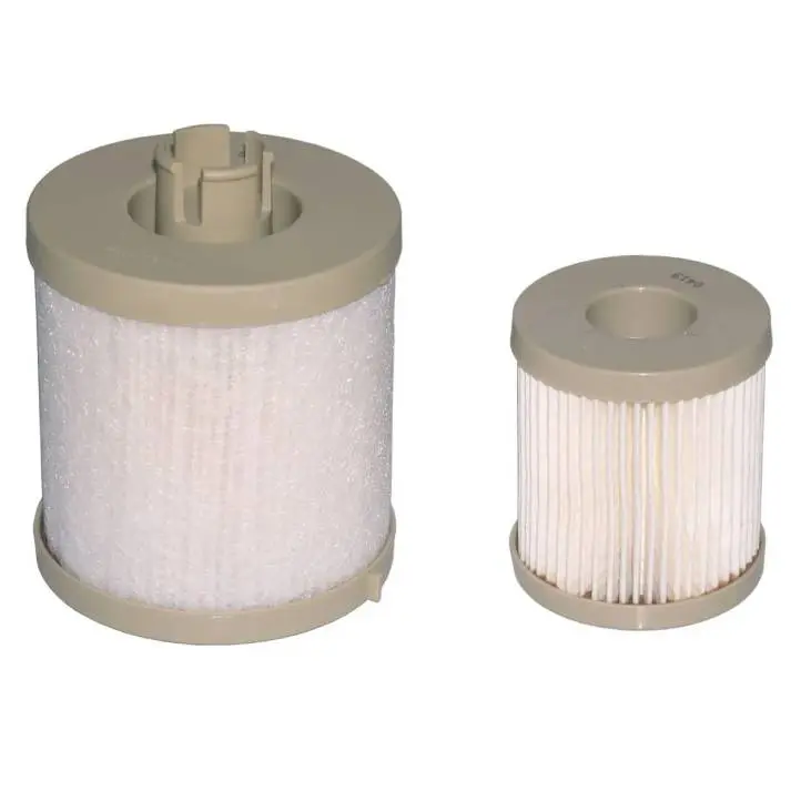 Two cylindrical air filters of different sizes.