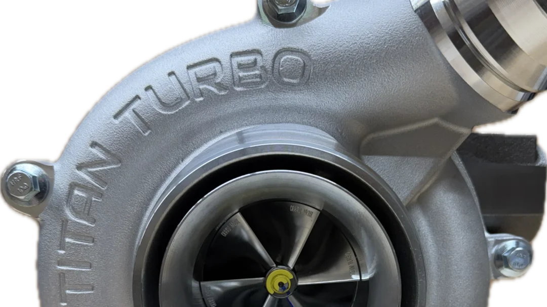 Close-up of Titan turbocharger compressor wheel